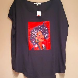 Black short sleeve blouse